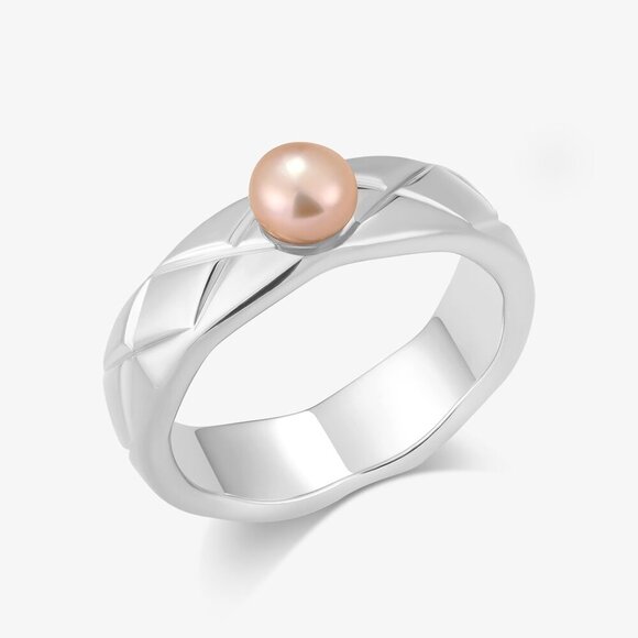 Camille Water Pearl Ring With Vintage Style Band - Picture 5 of 12